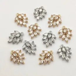 Komponenty Nowe przybycie 16x12mm 50pcs Cubic Zirkonia Feather Urok do ręcznie robionego naszyjnika części akcesoria DIY, wyniki biżuterii