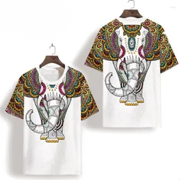 Camisetas masculinas Summer Elephant Impressão 3D Manga curta Gola redonda T-Shirt Trend Tamanho grande Lazer Esportes Gelo Seda Fina Top XS -7XL