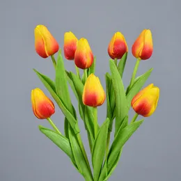 Hot Selling Artificial Real Touch PU Tulip Single Branch Colorful Wedding PU Tulip Artificial Flower Mini Tulip Wedding Home Decoration Flower Bouquet