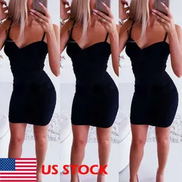 Abiti casual Fasciatura aderente da donna Top senza maniche con scollo a V Club Party Dress Long Tank Girls Short Mini Vestido