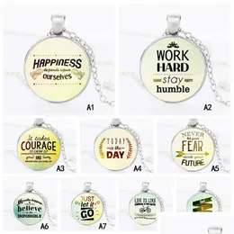 Pendant Necklaces Inspirational Word Round Glass Letter Moonstone Charm Chain For Women Men S Fashion Luxury Jewelry Gift Drop Deliv Dhl5O