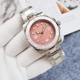 Relógio automático masculino 40mm 904l, todo em aço inoxidável, mostrador rosa, safira, super luminoso, à prova d'água, esportivo