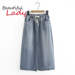 Skirts 60-100kg Skirt Woman XL-4XL Large Size A-Line Denim Women Mid-length Jean For Korean Style