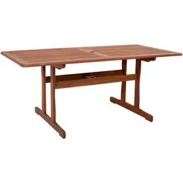 Wood with Teak Oil Finish Family Rectangular Patio Dining Table - 6 - BrownSimple and convenient