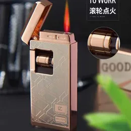 Creative Inflatable Induction Lighter Electronic Windproof Touch Herrnät Röd Ultratunn present Röktillbehör JR3X Ingen gas