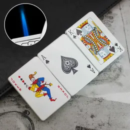 Kreative Poker Form winddicht blaue Flamme Feuerzeug Metall cool gerade Gas Zigarette Rauchen Set kleines Spielzeug Großhandel H2RW Nr