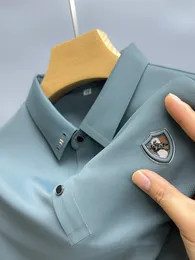 Polos pour hommes de haute qualité glace soie revers décontracté couleur unie été bouclier à manches courtes hommes luxe mode polo à manches courtes 230705