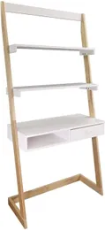 서랍이있는 독립형 사다리 책상, 천연 메이플 흰색