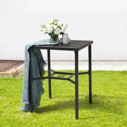 우산 구멍, 강철 금속 프레임 바 높이 비스트로 테이블이있는 인치 안뜰 바 테이블, 정원, 뒤뜰, 안뜰 및 풀시를위한 야외 바 테이블
