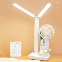 Bordslampor Uppladdningsbar skrivbordslampa Dubbel LED-huvud för hemmakontor Modernt Drom Lässovrum