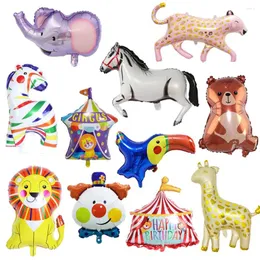 Decorazione per feste 1pc Carnevale Circo Tema Animali Palloncini foil Zebra Elefante Tigre Baby Shower Compleanno per bambini Giocattolo gonfiabile