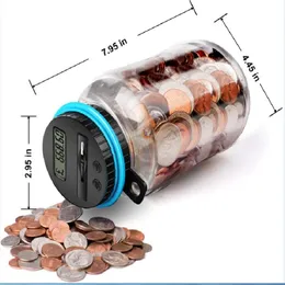 Стеллажи 1.8L Спинка банка стойки электронная цифровая ЖК -подсчет монеты Деньги Сохранить коробку для банки монеты с блокировкой евро gbp деньги