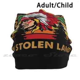 Berets No One Is Illegal On Stolen Land Vintage Knit Hat Elastic Soft Personalized Pattern Present Cap Party