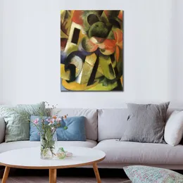 Abstrakte Leinwandkunst, kleine Komposition Ii, handgefertigtes Ölgemälde von Franz Marc, modernes Dekor, Studio-Apartment