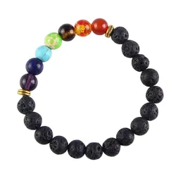 Charm Bracelets 1 Pcs Fashion Style 7 Chakra Healing Beaded Bracelet Natural Lava Stone Diffuser Jewelry Drop Delivery Dhyxd