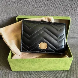 With box marmont Wallets Genuine Leather purses ID card holders classic flap luxurys designer mens Women fashion small Coin purses holder Interior Key Cover Wallet