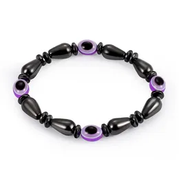 Beaded Magnetic Energy Evil Eye Couple Strands Bracelet For Men Women Power Healthy Black Gallstone Chains Bangle Jewelry Drop Deliv Dhptw