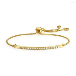 Braccialetti con ciondoli Bianco Singola fila di zirconi cubici Cristallo Bracciale in ottone da donna Pietre CZ Box Catena scorrevole Gioielli alla moda regolabili