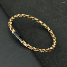 سحر أساور سحر سوار من الجلد العتيقة البسيطة البسيطة سوداء سوداء 4 مم من المنسوجة bangle