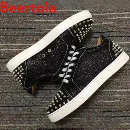 Fur New Sequin Men's Sneakers Round Toe Lace Up Zipper Casual Men Flats Black Bling Bling Leisure Style Male Chaussures Hommes