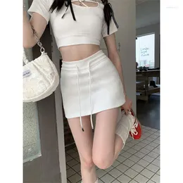 Jupes Sexy taille haute sport Style noir Mini pour les femmes 2023 été mode Chic blanc décontracté fermeture éclair a-ligne jupe courte