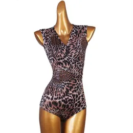 Stage Wear Balletto Body per costumi di danza Ragazze adulte Camicetta da ballo latino Ginnastica Leopardo senza maniche Senza maniche S-XXXL S030272g