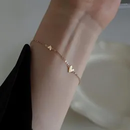 Lien Bracelets Arrivée Mode Simple Coeur 18k Plaqué Or Titane Bracelet En Acier Pour Les Femmes Trois Cadeau