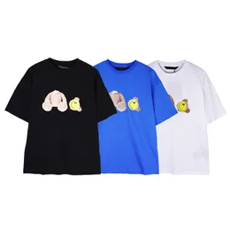 Camisetas masculinas polos gola redonda bordada e estampada estilo polar estilo verão com palmas de algodão puro de rua Broken Bear oversized athleisure t-shirts P2434