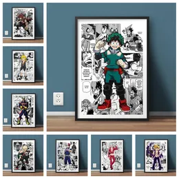 Pratos japão anime meu herói academia cartaz dos desenhos animados cartazes manga pintura em tela arte da parede casa decoração fotos sala de estar crianças decorati