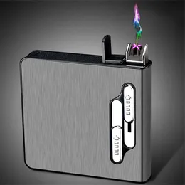 Держите 20 шт -сигарет. Случай большую емкость с двойной дугой USB LIGHTER AUGHANTEABLE FATER -IRAPEATE SIGARETE BOX Accessories U6HP 2LK3