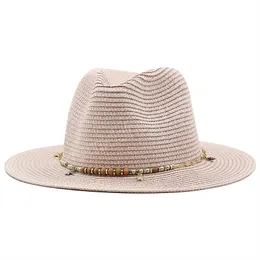 Uomini e donne Protezione solare Cappello di paglia Cappello da sole stile Panama Cappello estivo da viaggio all'aperto Protezione da spiaggia anti-UV Cappello da pescatore a tesa larga