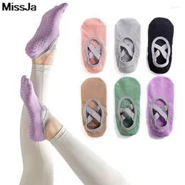 Women Socks Bandage Yoga For Pilates Ballet Dance Silicone Anti-Slip Quick-Dry Sport Sock Gym Running Grip