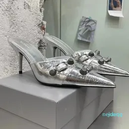 Sandali alla moda da donna in pelle di burro fresco scarpe alla caviglia a punta tacchi alti 9 cm scarpe da donna di design da ballo di nozze