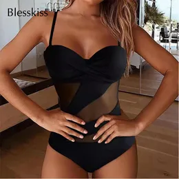 Damenbadebekleidung Vikionfly Push Up One Piece Badeanzug Frauen 2023 Sexy Mesh Cut Out Monokini Bikini Badeanzug zum Baden