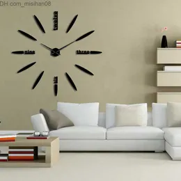 Relógios de parede sem moldura DIY relógio de parede espelho 3D relógio de parede grande papel de parede silencioso para sala de estar e quarto decoração de casa Gros Horloge Z230710