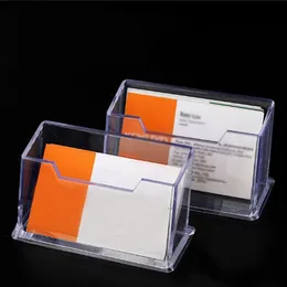 Business Card Files 2pcs Acrylic Transparent Place Card Holder Clear Desk Shelf Box Storage Display Stand Desktop Business School Office Card Holder 230704