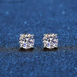 Charm Real Moissanite Earrings 14K White Gold Plated Sterling Silver 4-Fork Diamond Female Earrings 1ct 2ct 4ct Z230706