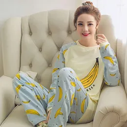 Women's Sleepwear Pajamas Sets Spring Summer Thin Carton Generation Women Long Suit Home Gift Female