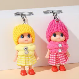 Europe and the United States rose red and yellow plaid skirt girlfriends confused doll mobile key pendant small gift car key chain