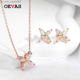 Charm OEVAS 100% 925 Sterling Silver Moissanite Diamond Butterfly Pendant Necklace Perfect for Women's Sparkling Exquisite Jewelry Set Gift Z230706