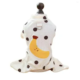 Roupa para cachorro Macacão com capuz para gato Desenho de bananas e bolinhas Casaco para animais de estimação roupas primavera/verão