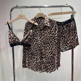 Luksusowa marka dresy letnia jedwabna koszula Tofo designerskie szorty bikini garnitur wzór w cętki seksowne spodnie do jogi koszulka z długim rękawem trzyczęściowy zestaw