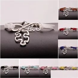 Charm Bracelets 자폐증 인식 퍼즐 조각 인피니티 사랑 소원 Veet 로프 랩 뱅글 남성 패션 우정 보석 드롭 dhxdv