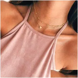 Hänge Halsband Mode Tiny Heart Halsband För Kvinnor Trendigt Enkelt Guld Sier Färg Kedja Choker Flickor Fest Smycken Present Drop Del Dhofy