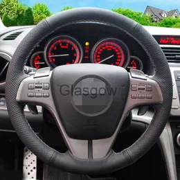 Coberturas de volante faça você mesmo Cobertura de volante costurada à mão Couro sintético preto Cobertura de volante para Mazda 6 2009 x0705