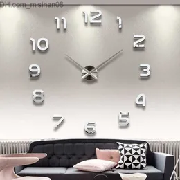 Zegary ścienne Hurtownie-2016 Nowy 3D Home Decor Kwarcowy DIY Nowoczesne Bezramowe Duży Zegar Ścienny Horloge Zegarek Salon Metalowe Akrylowe Lustro Zegary Z230707