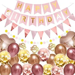 Decorazione per feste Set di palloncini in oro rosa Coriandoli Palloncini metallici Buon compleanno Lettera Foil Ballon Sposa San Valentino Baby Shower