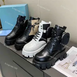 Designer Monolith Boots Dam Rois Skor Ankelkänga Kohud Läder Militärväska Stridsmodeller Klassisk plattformsstövel Triple Motorcykel Sko 35-45