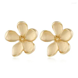 Stud Earrings Fashion Simple Design Exaggerated Gold Color Metal Large Flower For Women Statement Big Ear Party Jewelry