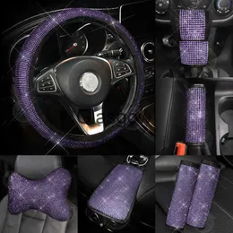  26 Pcs Galaxy Car Accessories Set Car Interior Covers Set  Purple Starry Car Seat Cover Steering Wheel Cover Armrest Pad Headrest Seat  Belt Cover Handbrake Gear Cover for Women Girl Car